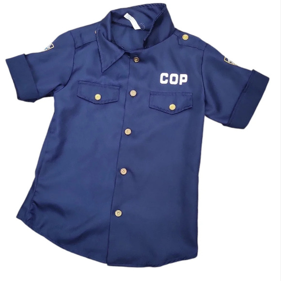 Amscan Authentic Adult Navy Polyester Police Shirt - Picture 1 of 2